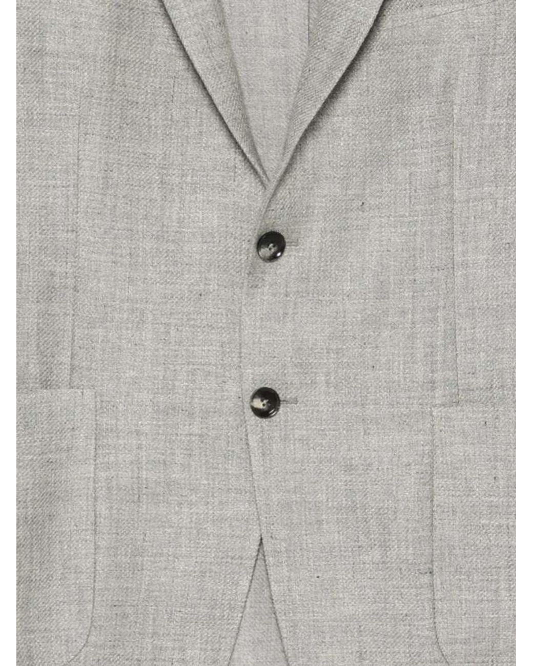 Zegna Gray Notched-Lapel Single-Breasted Blazer for men