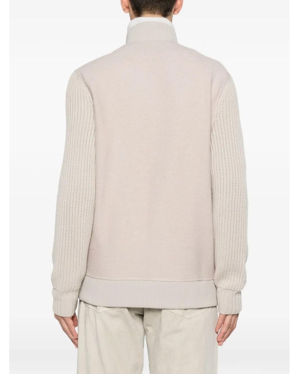 Eleventy White Cable-Knit Zip-Up Jacket for men