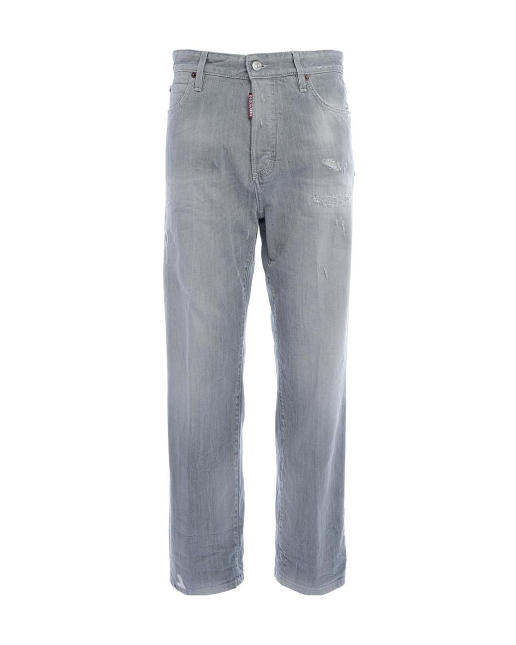 DSquared² Gray Distressed Cropped Jeans
