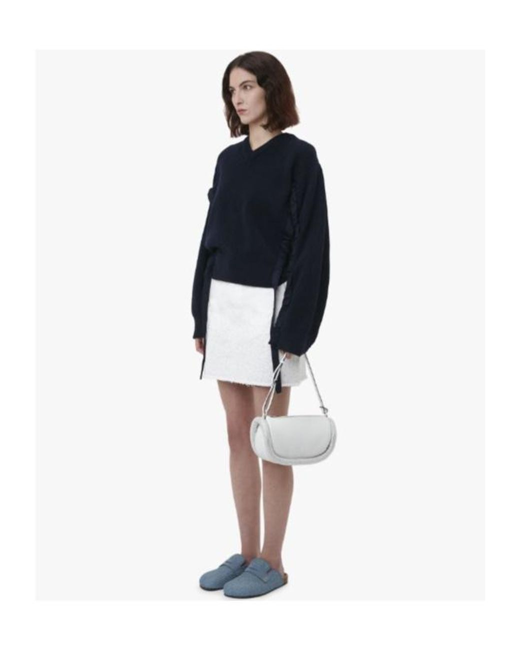 J.W. Anderson Blue Ruched-Detail Wool-Blend Jumper