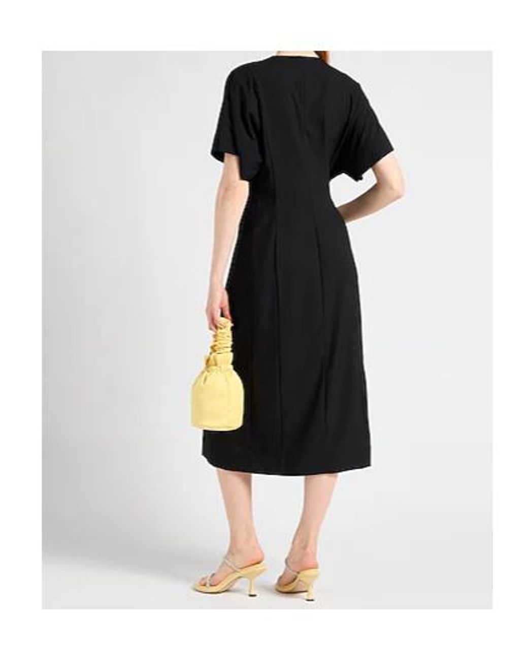 Ganni Black Viscose-Blend Midi Shirt Dress