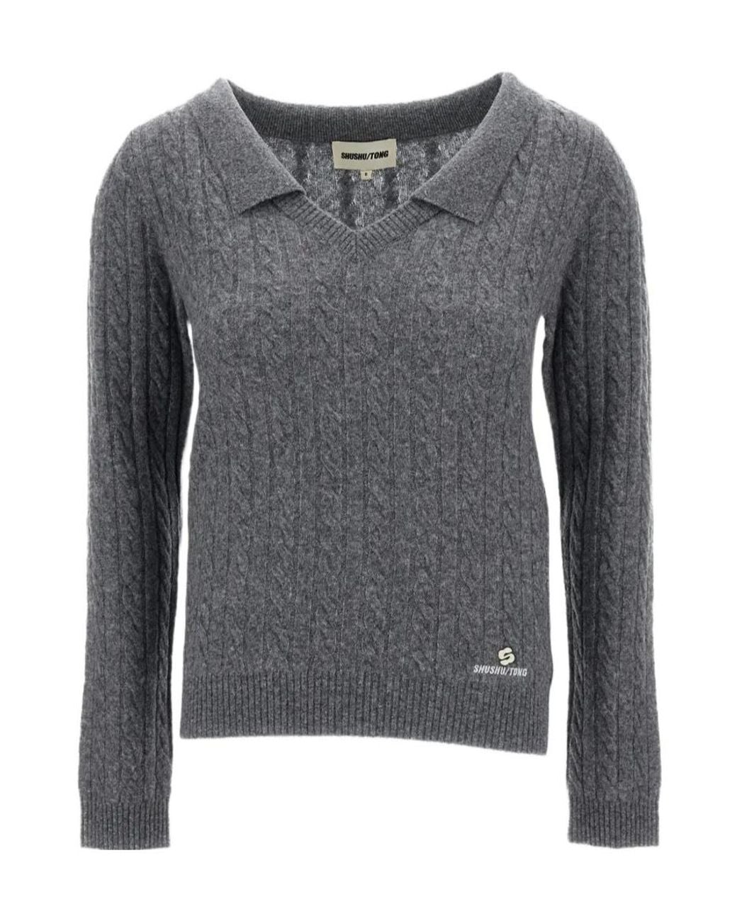 ShuShu/Tong Gray V-Neck Sweater
