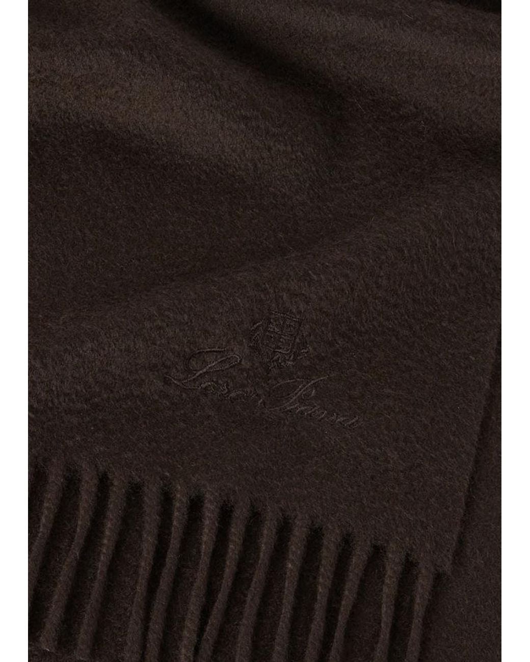 Loro Piana Brown Fringed Cashmere Scarf for men