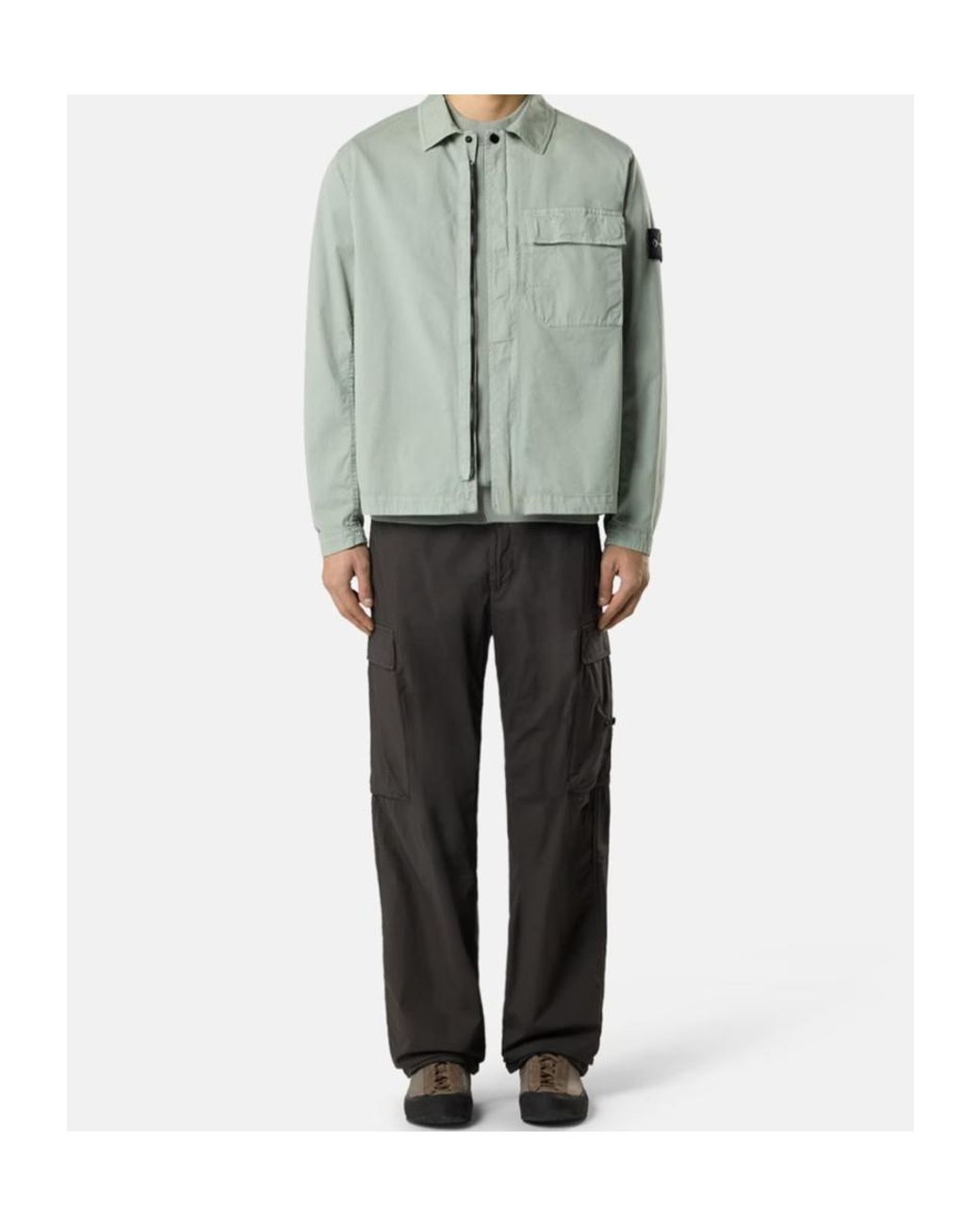 Stone Island Green Compass Badge Overshirt for men