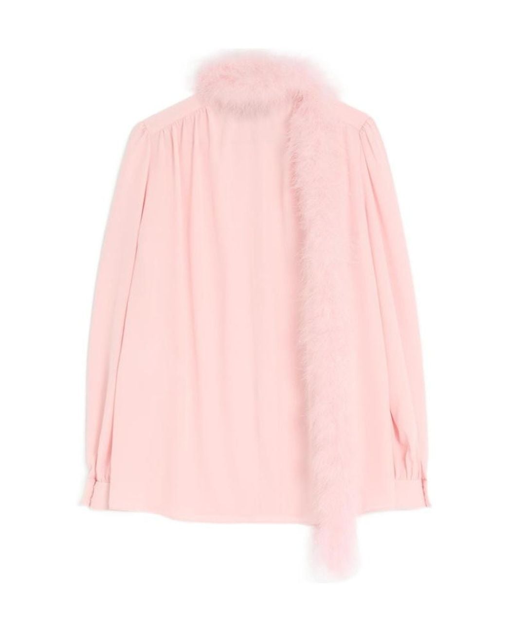 Valentino Pink Crepe De Chine Shirt With Feathers