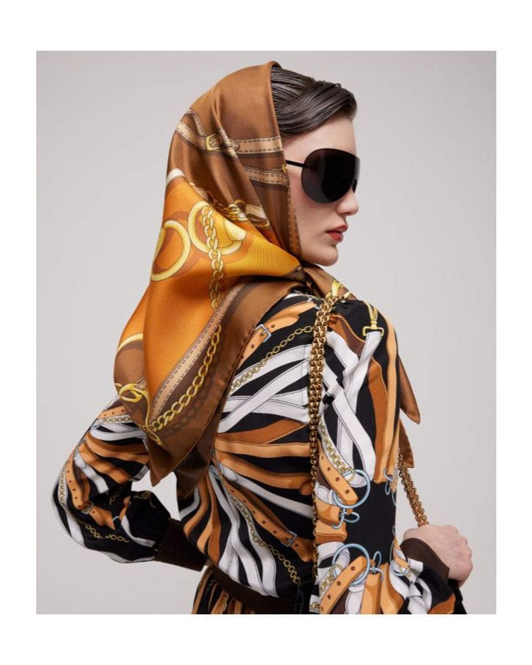 Gucci Orange Reversible Printed Silk Twill Carre