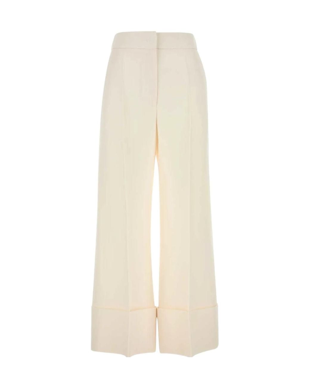 Valentino White Pleat Detailed Wide-Leg Pants