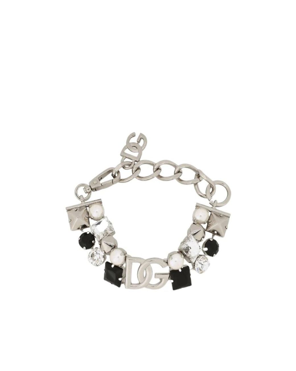Dolce & Gabbana Metallic Dg Logo Crystal Bracelet