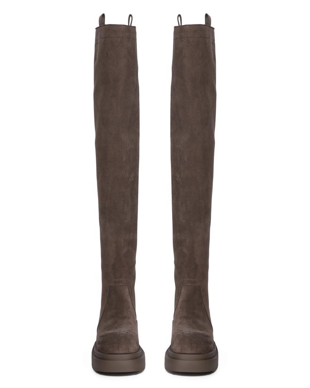 Rick Owens Brown Platform Over-The-Knee Boots