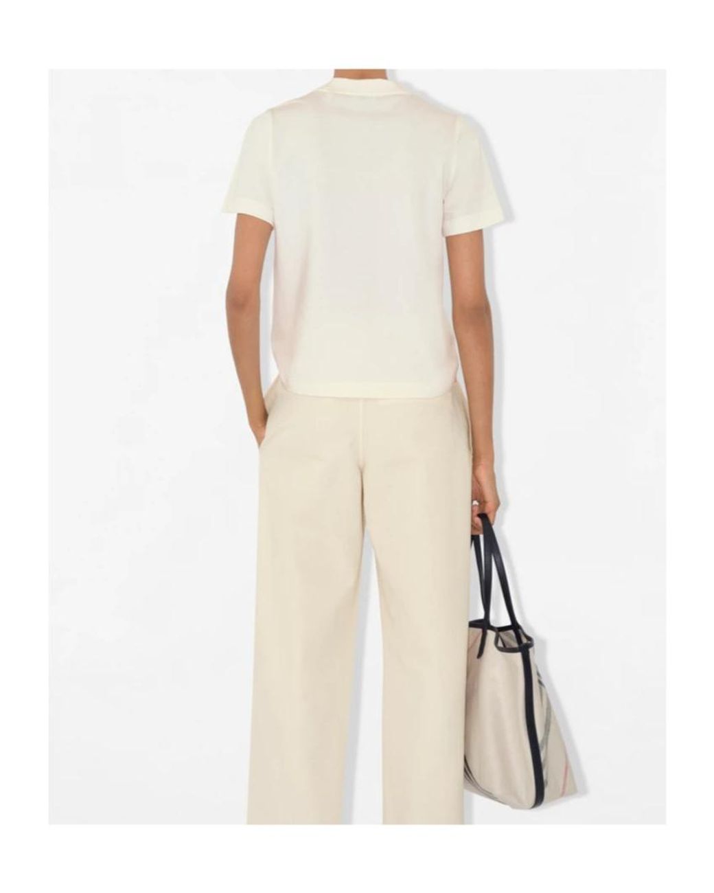 Burberry White Knight Stamp Crewneck T-Shirt