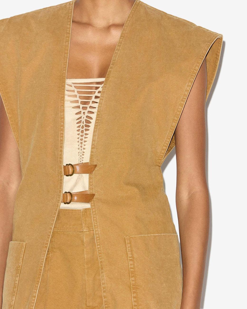 Isabel Marant Brown Falila Buckle Fastened Waistcoat