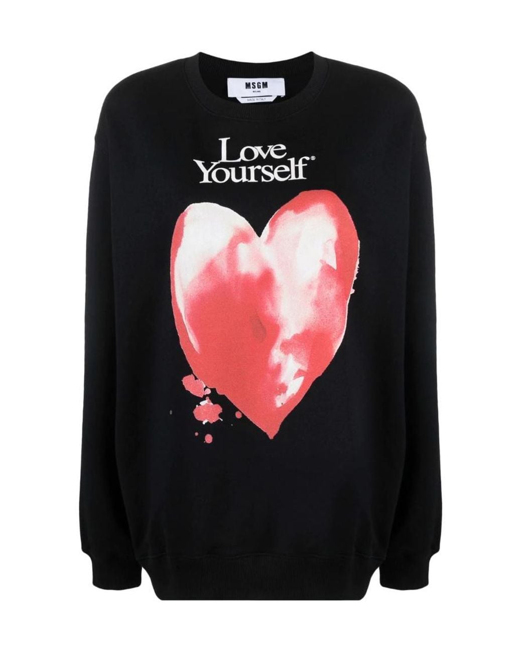 MSGM Black Slogan Print Silhouette Hoodie