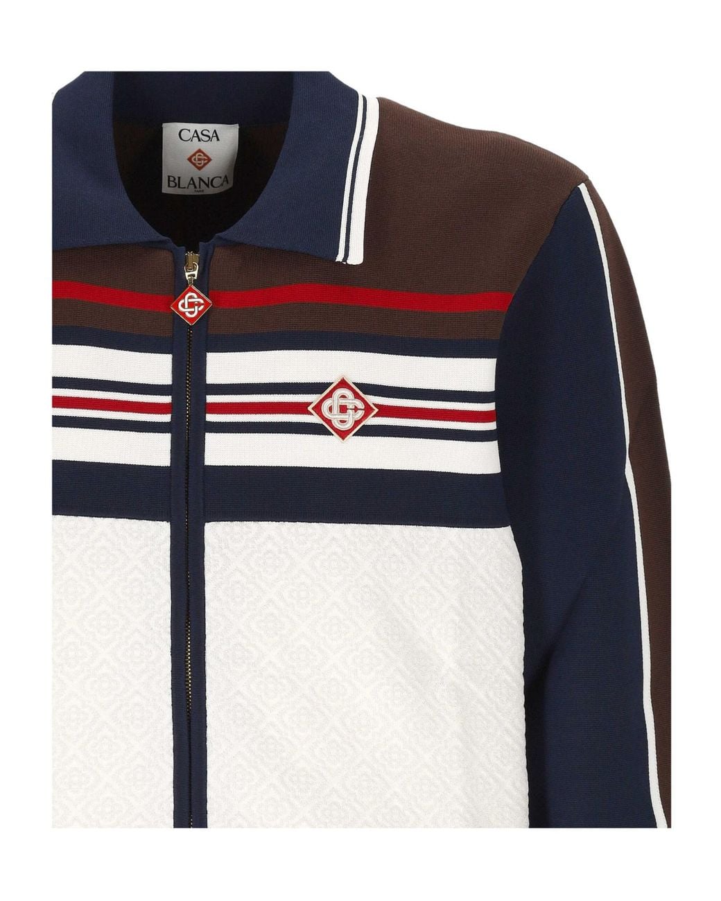 Casablanca Blue Striped Zip Polo Cardigan for men