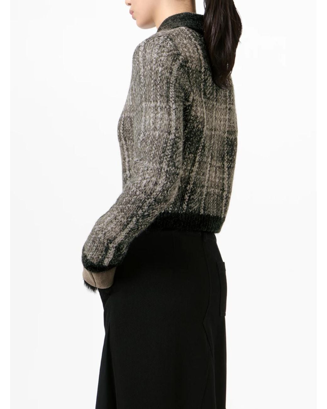 Our Legacy Black Checked Cropped Cardigan