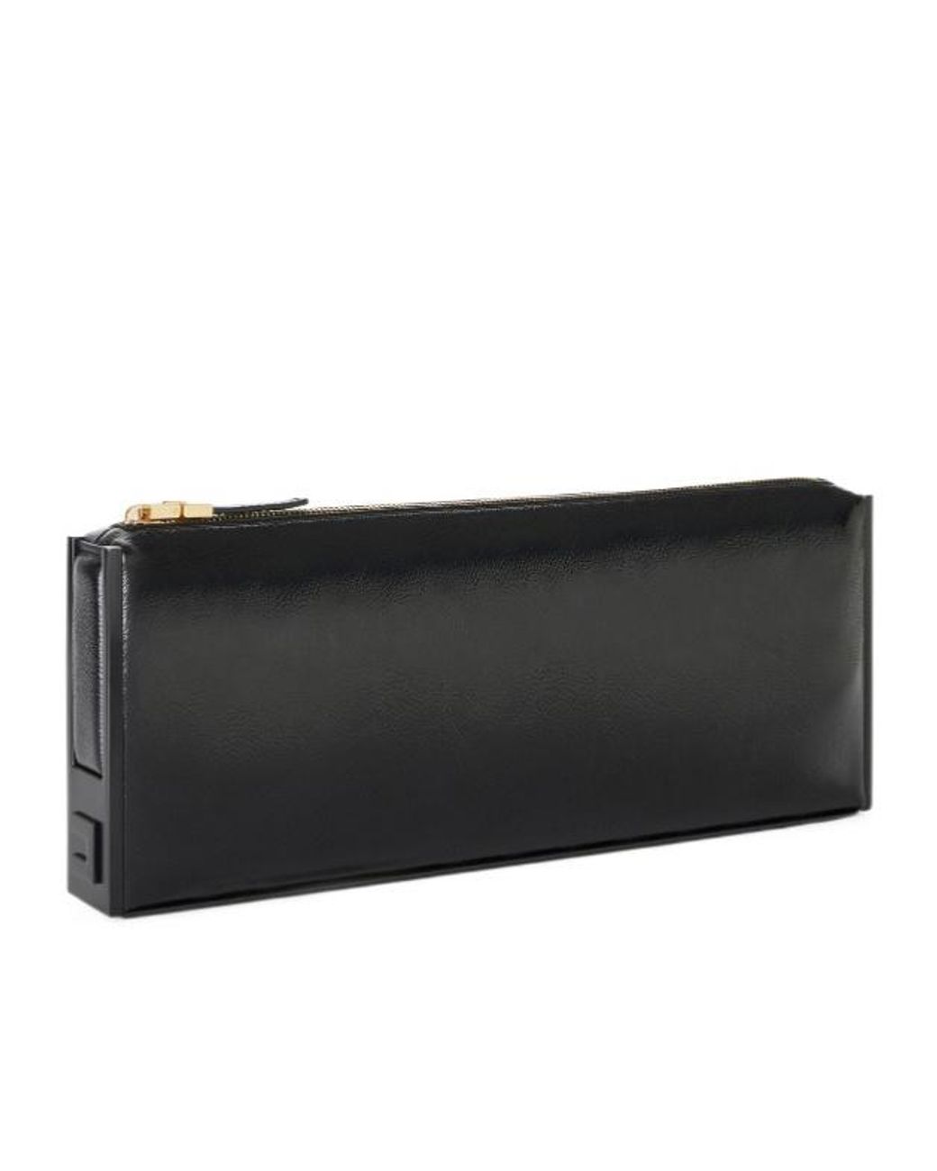 Elisabetta Franchi Black Patent-Effect Clutch Bag