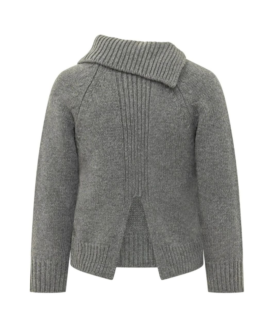 Victoria Beckham Gray Asymmetric Collar Knit Top