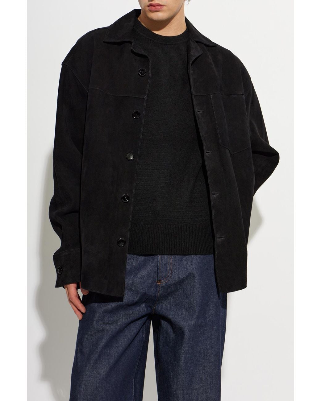 AMI Blue Long-Sleeve Shirt-Style Jacket for men