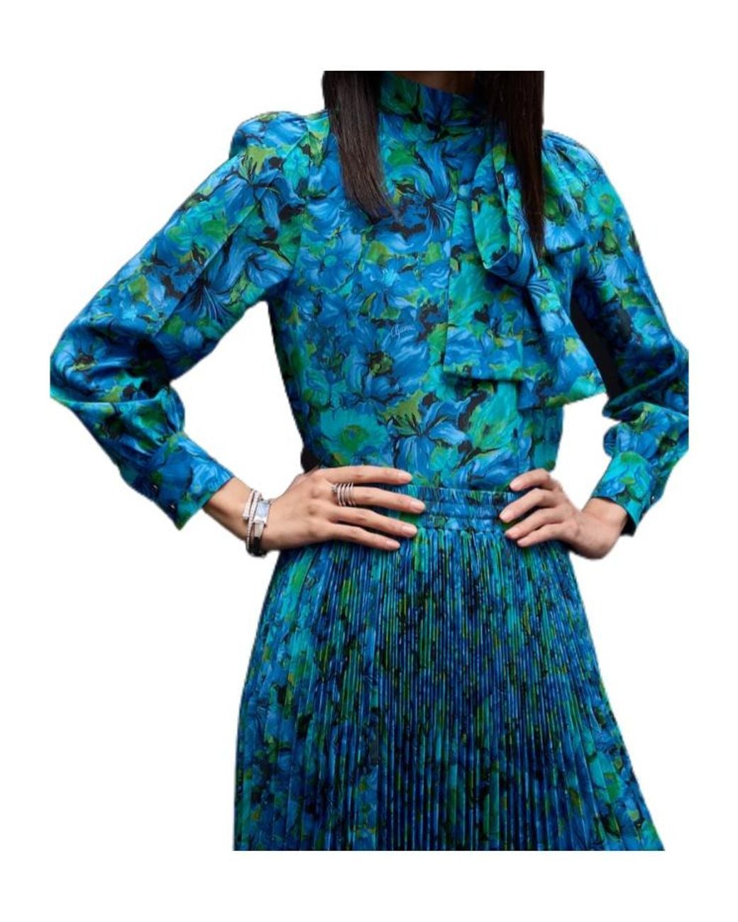 Gucci Blue Printed Silk Crêpe De Chine Shirt
