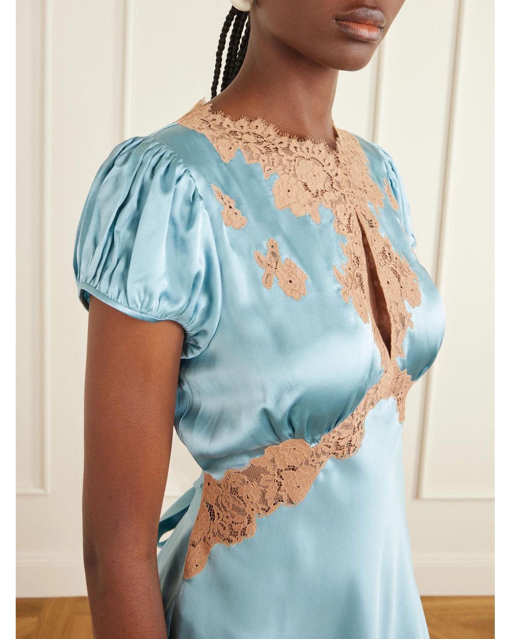 Doen Blue Lace-Paneled Dress
