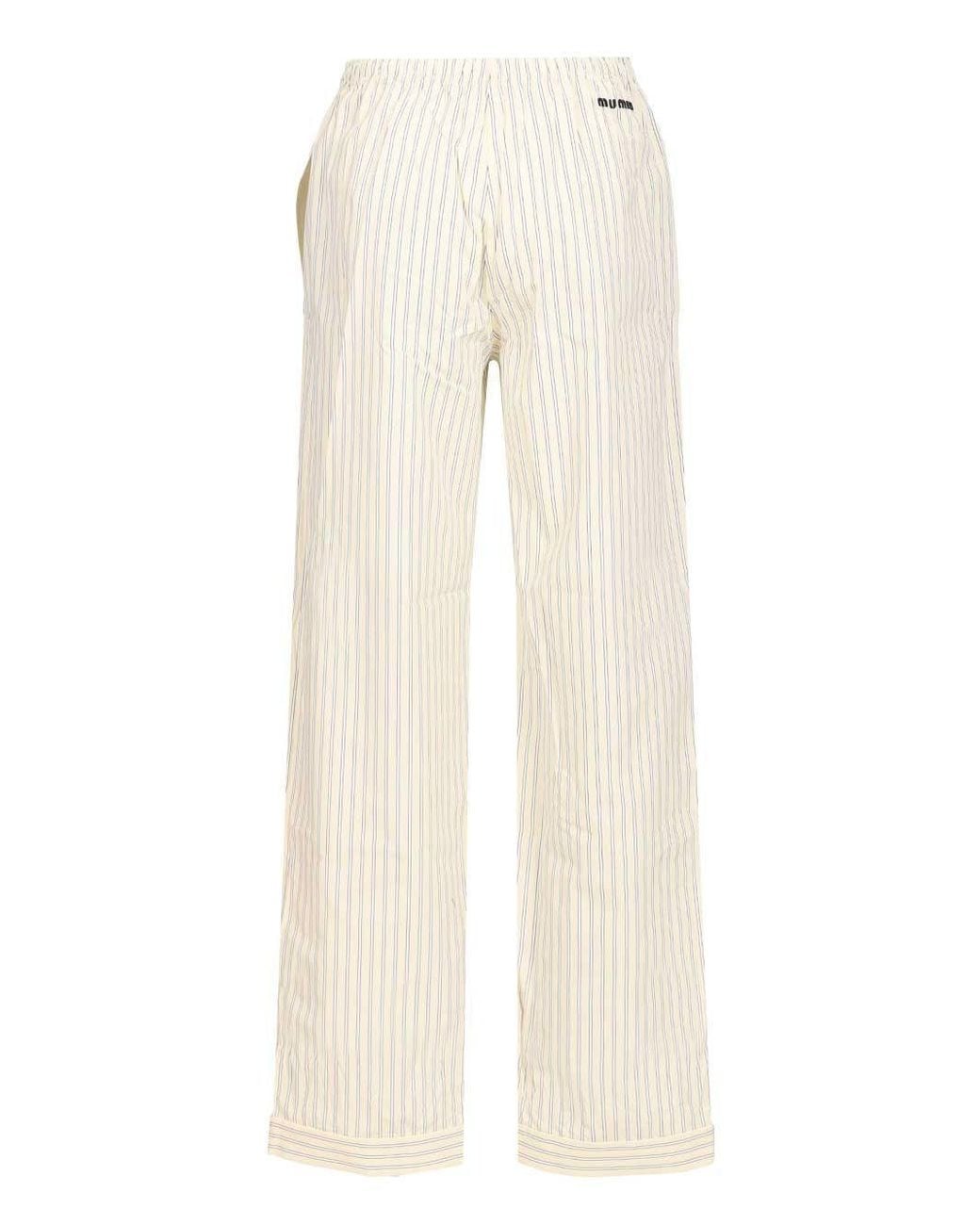 Miu Miu White Striped Straight Leg Pants