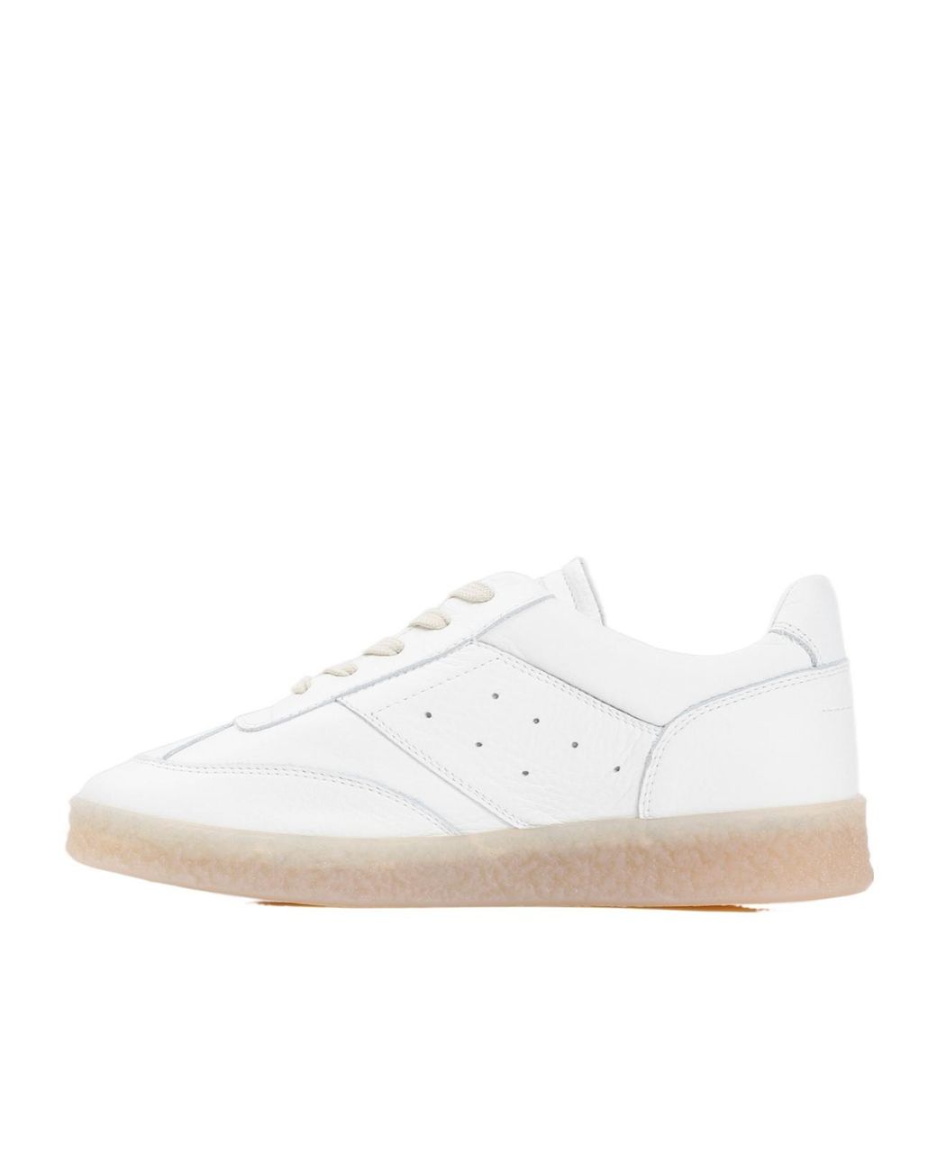 MM6 by Maison Margiela White Lace-Up Low-Top Sneakers