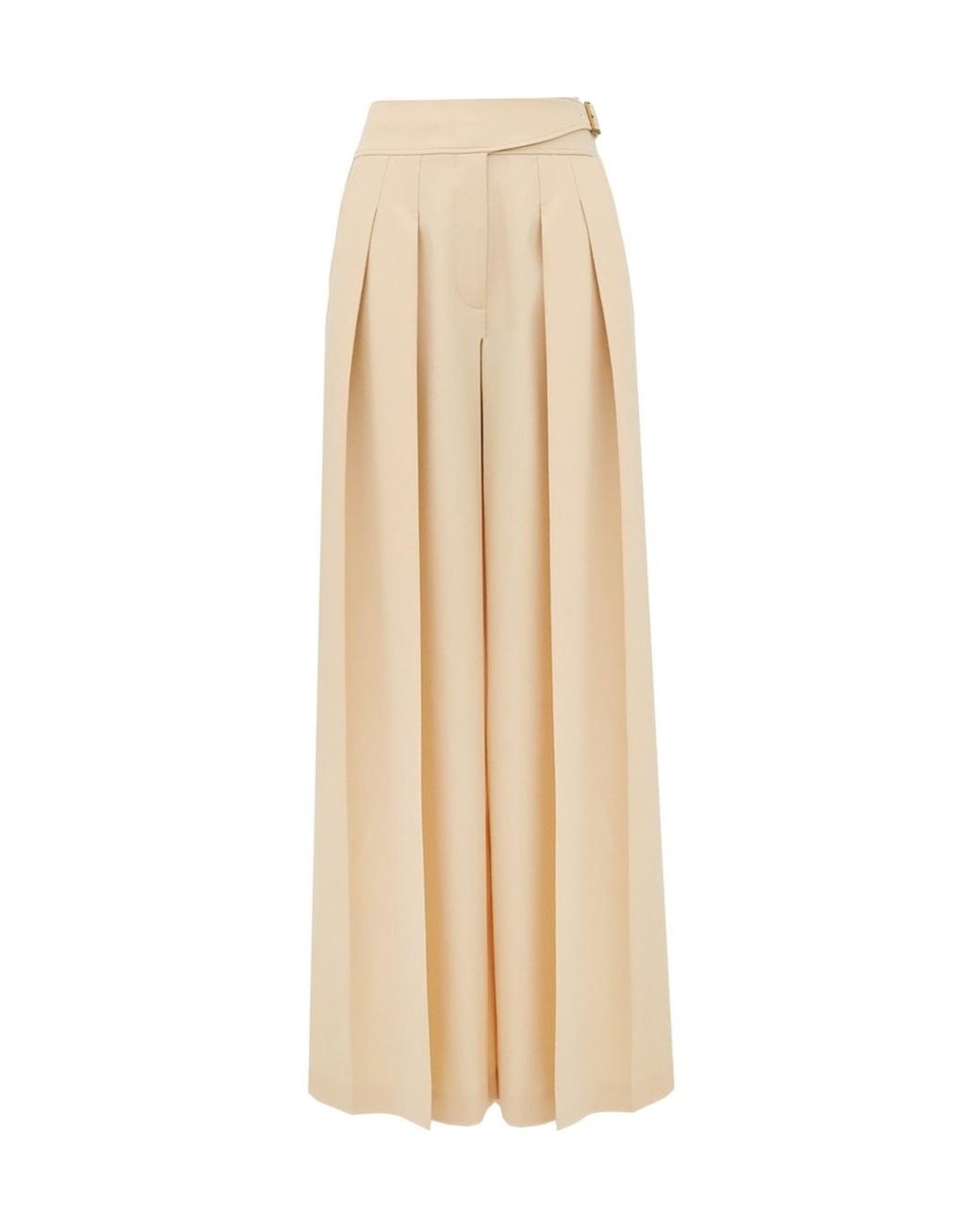 Zimmermann Natural Valiant Pleated Wide-Leg Pants