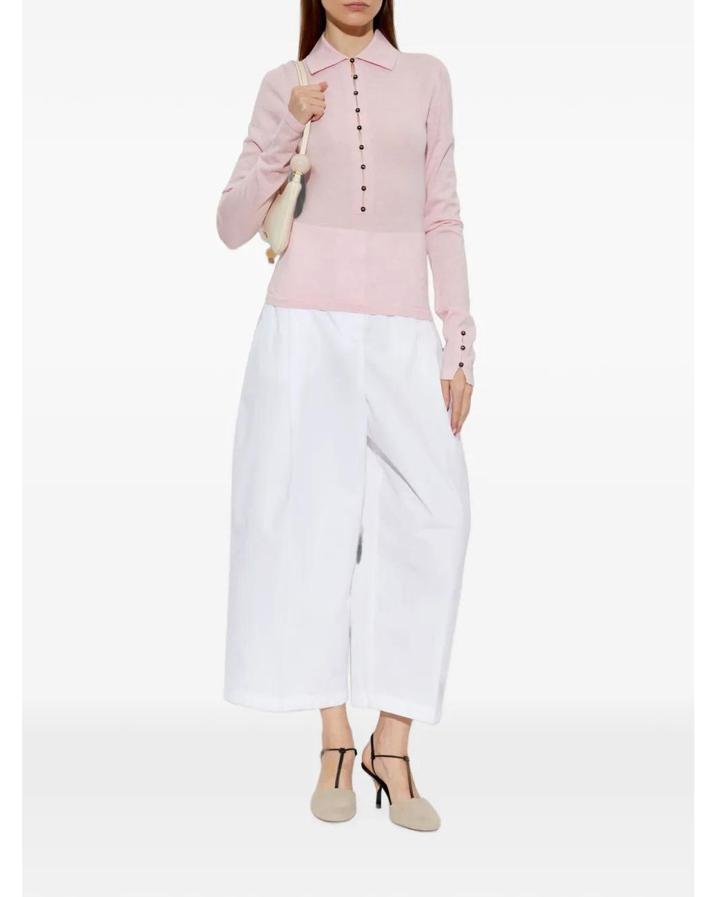 Jacquemus Pink Knitted Long-Sleeved Polo Shirt