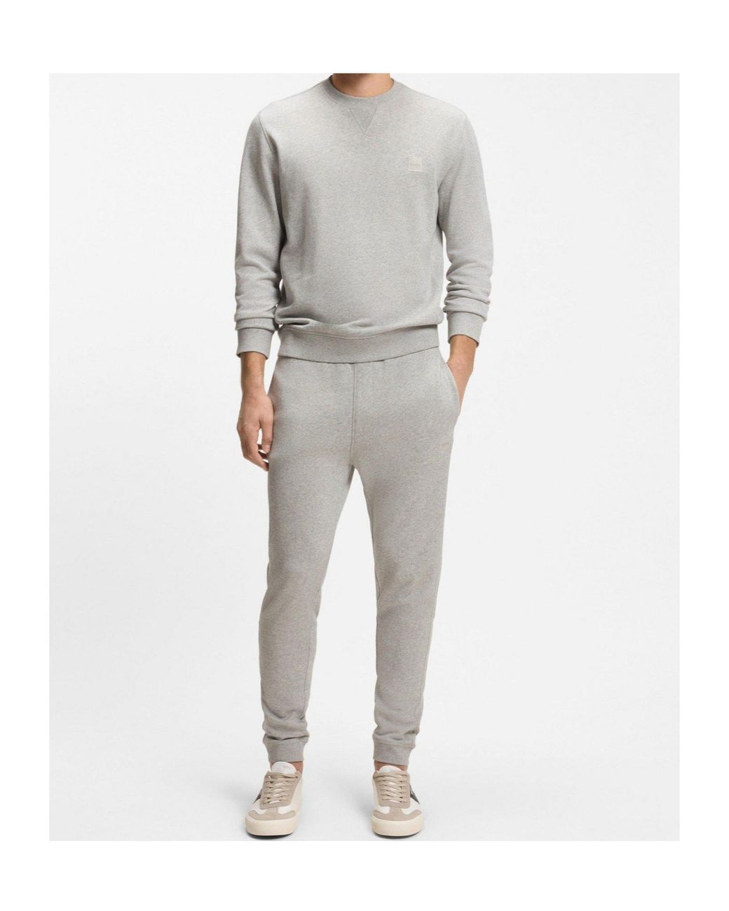 Boss Gray Drawstring Ankle Sweatpants for men