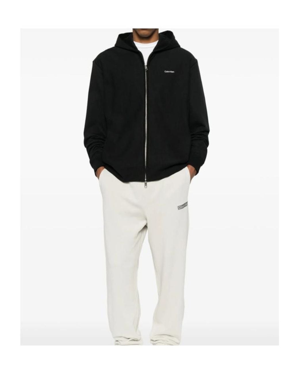 Calvin Klein Black Zip-Up Logo Hoodie for men