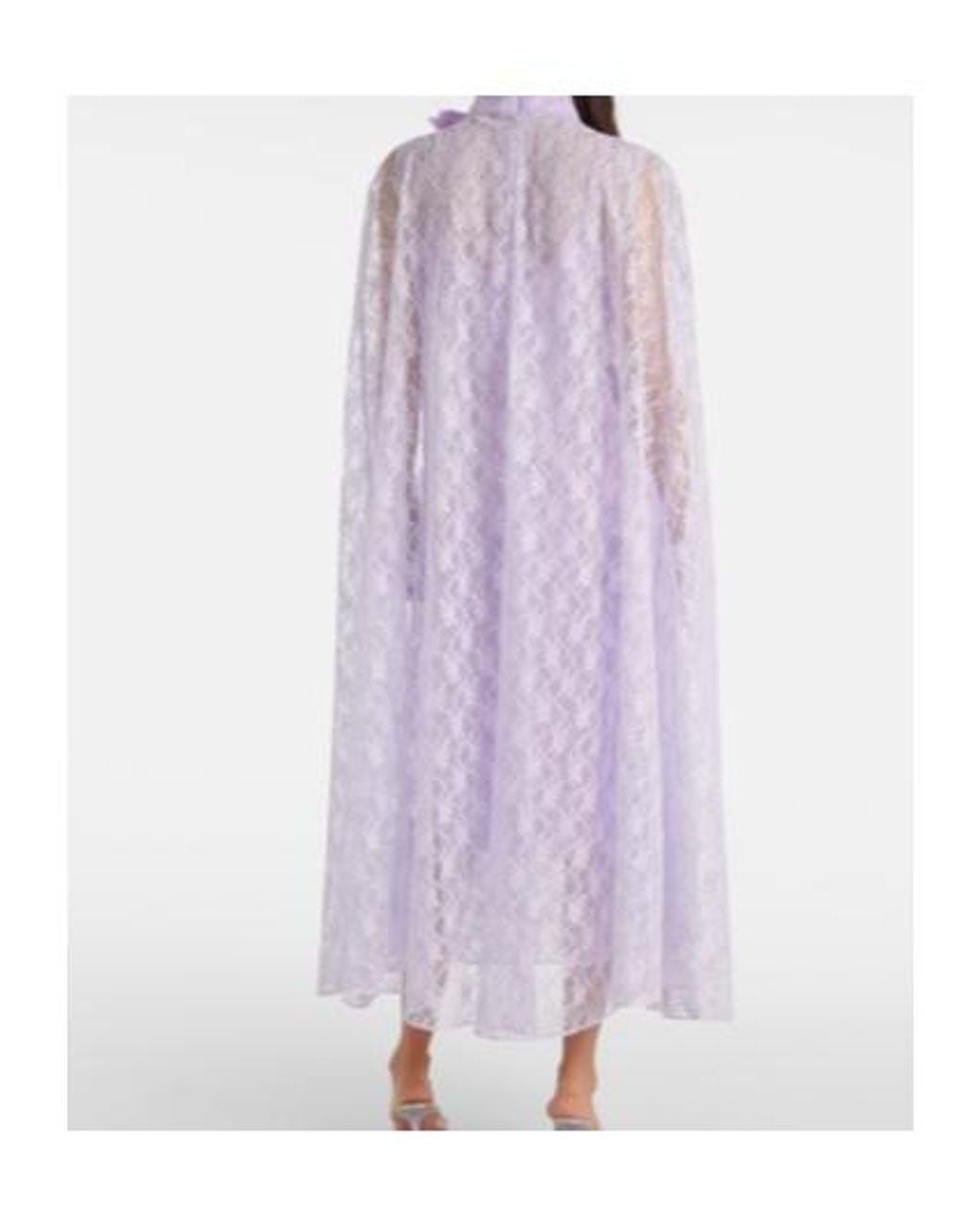 Rodarte Purple Caped Floral Lace Midi Dress