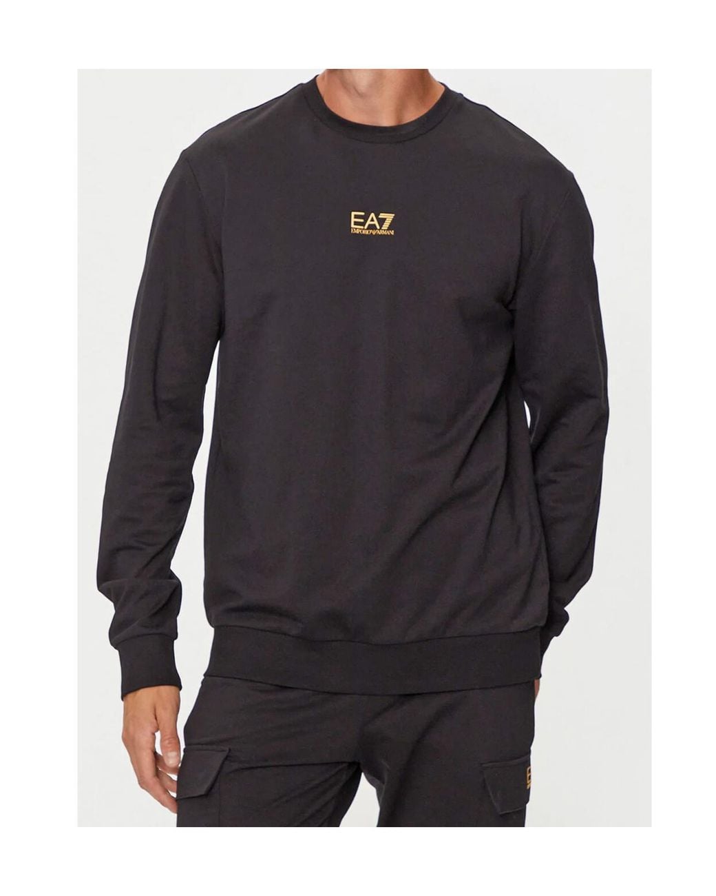 EA7 Black Logo-Print Sweatshirt for men
