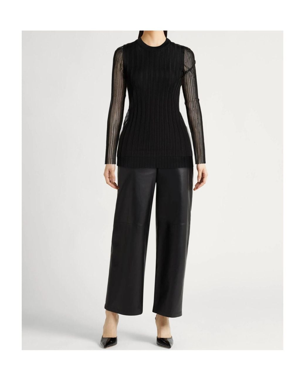 Sportmax Black Tulle Long Sleeve Top