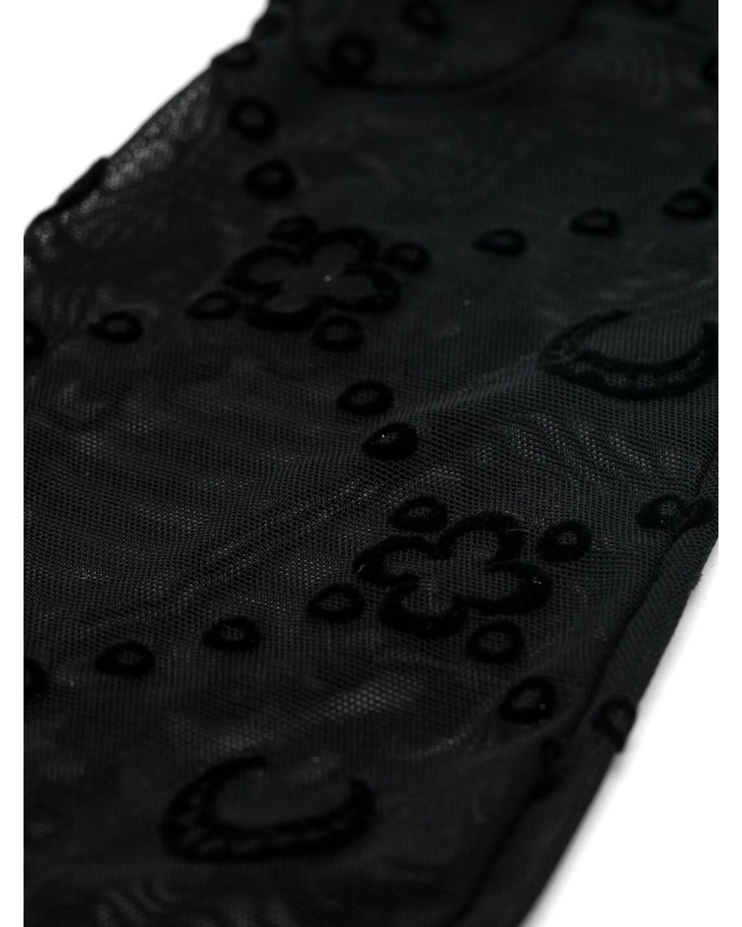MARINE SERRE Black Flocked-Monogram Gloves