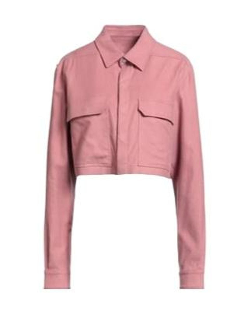 Rick Owens Pink Cropped Utility Jacket With Pointed Collar