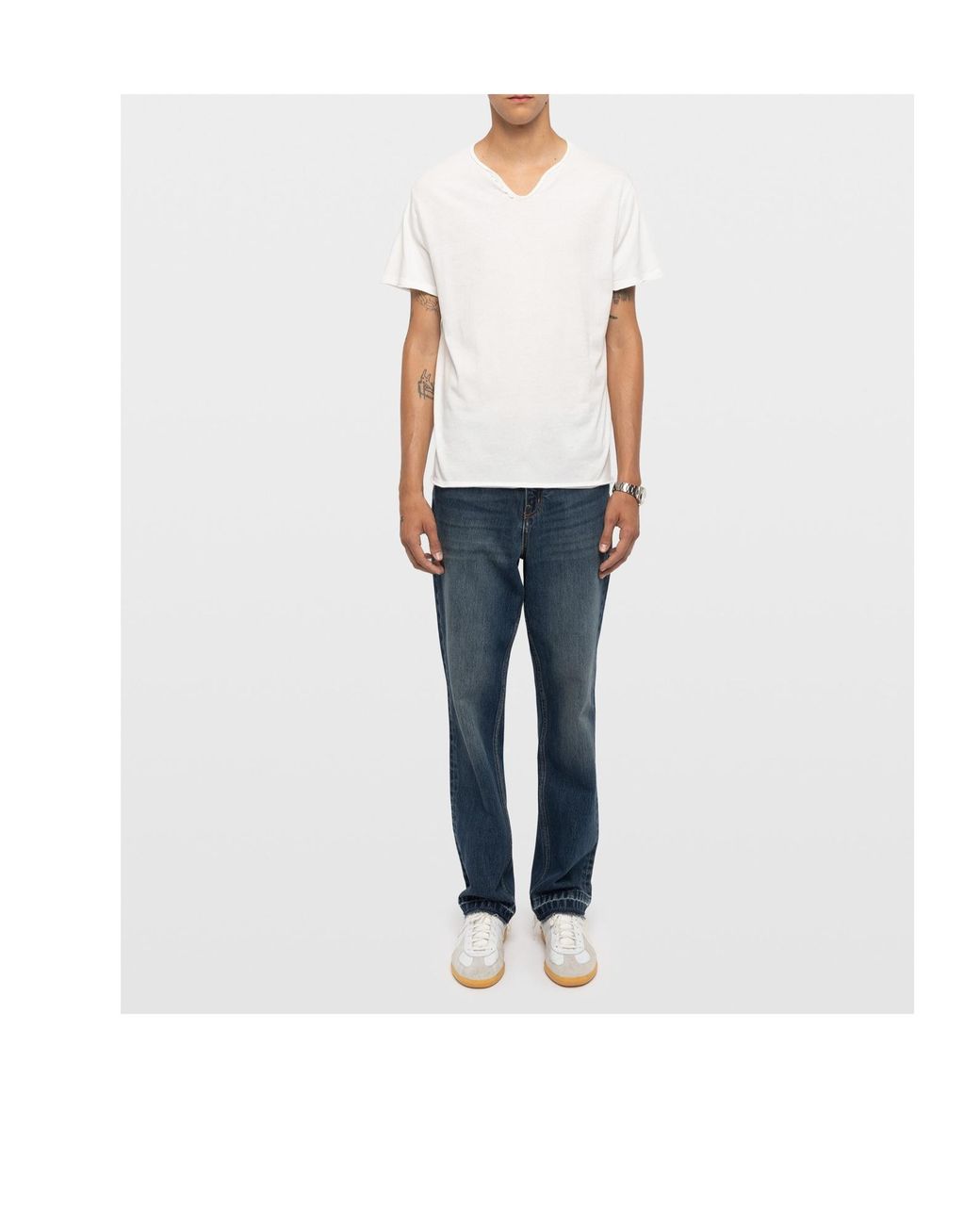 Zadig & Voltaire White Monastir Notched T-Shirt for men
