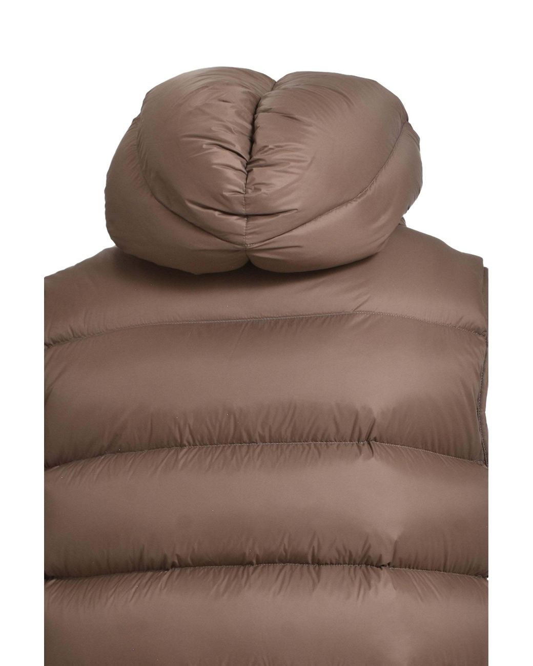 Rick Owens Brown Sealed Hooded Down Gilet for men
