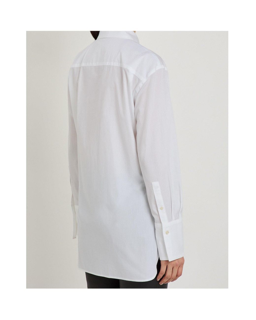 Joseph White Pointed Collar Long-Sleeved Shirt