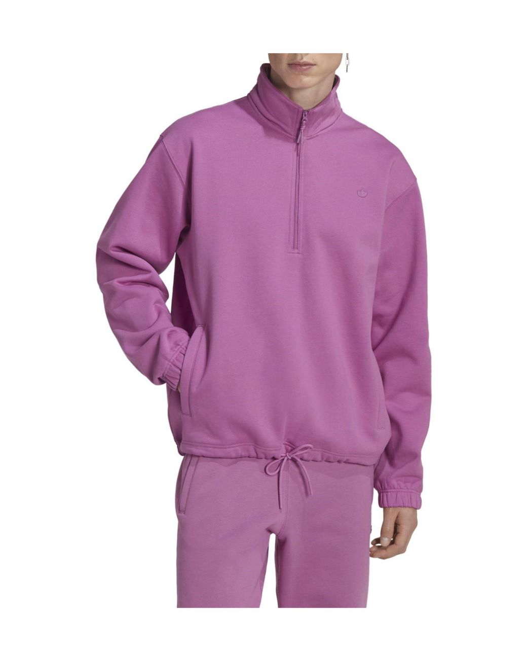 Adidas Originals Purple Half-Zipper Hoodie for men