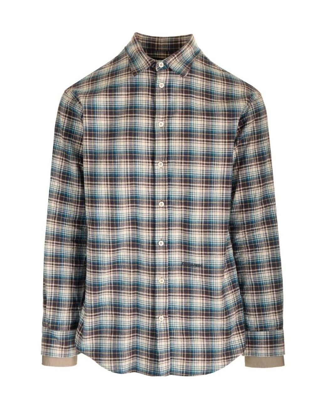 DSquared² Gray Checked Long-Sleeved Shirt for men