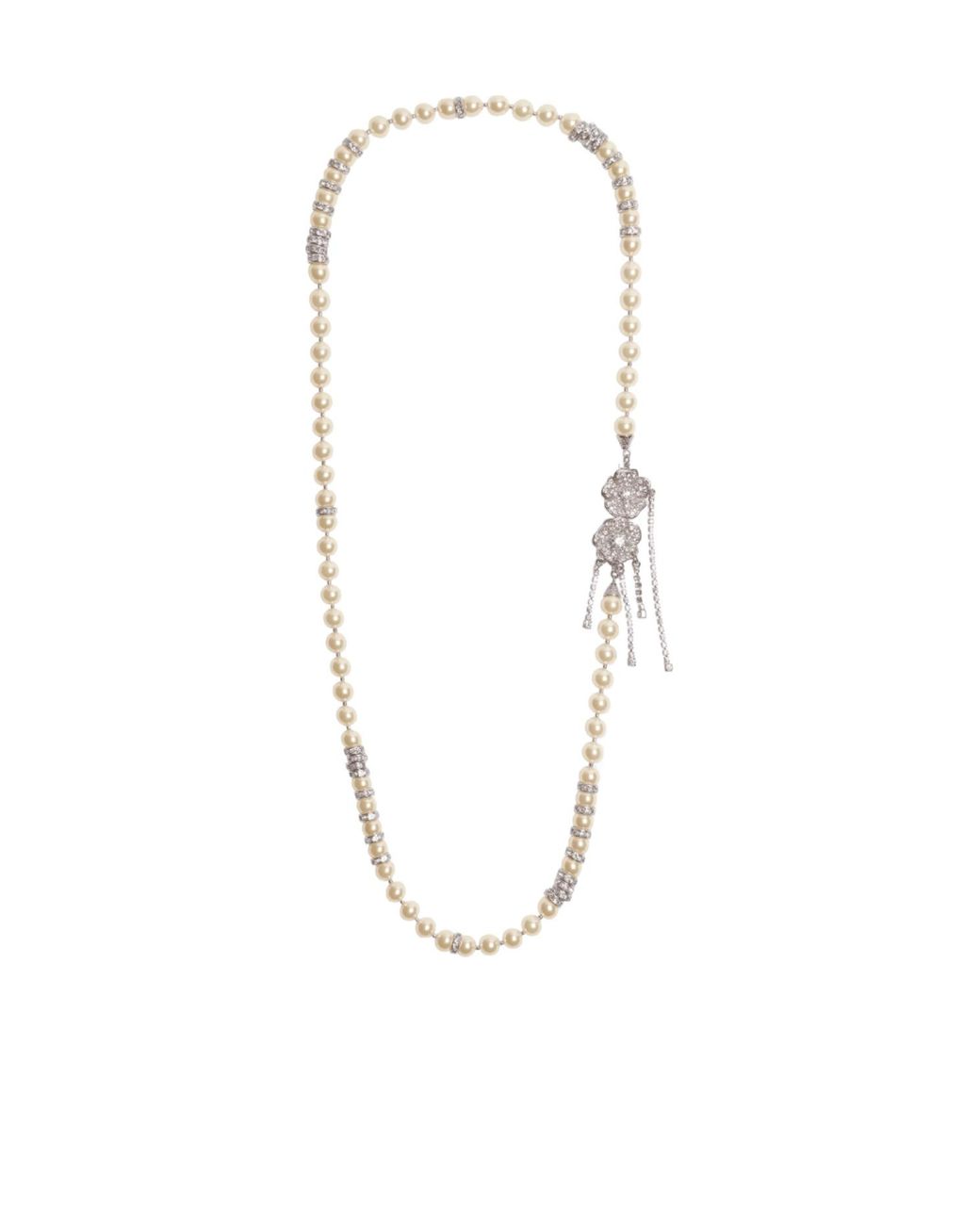 Alessandra Rich White Bijoux Crystal-Pearl Necklace