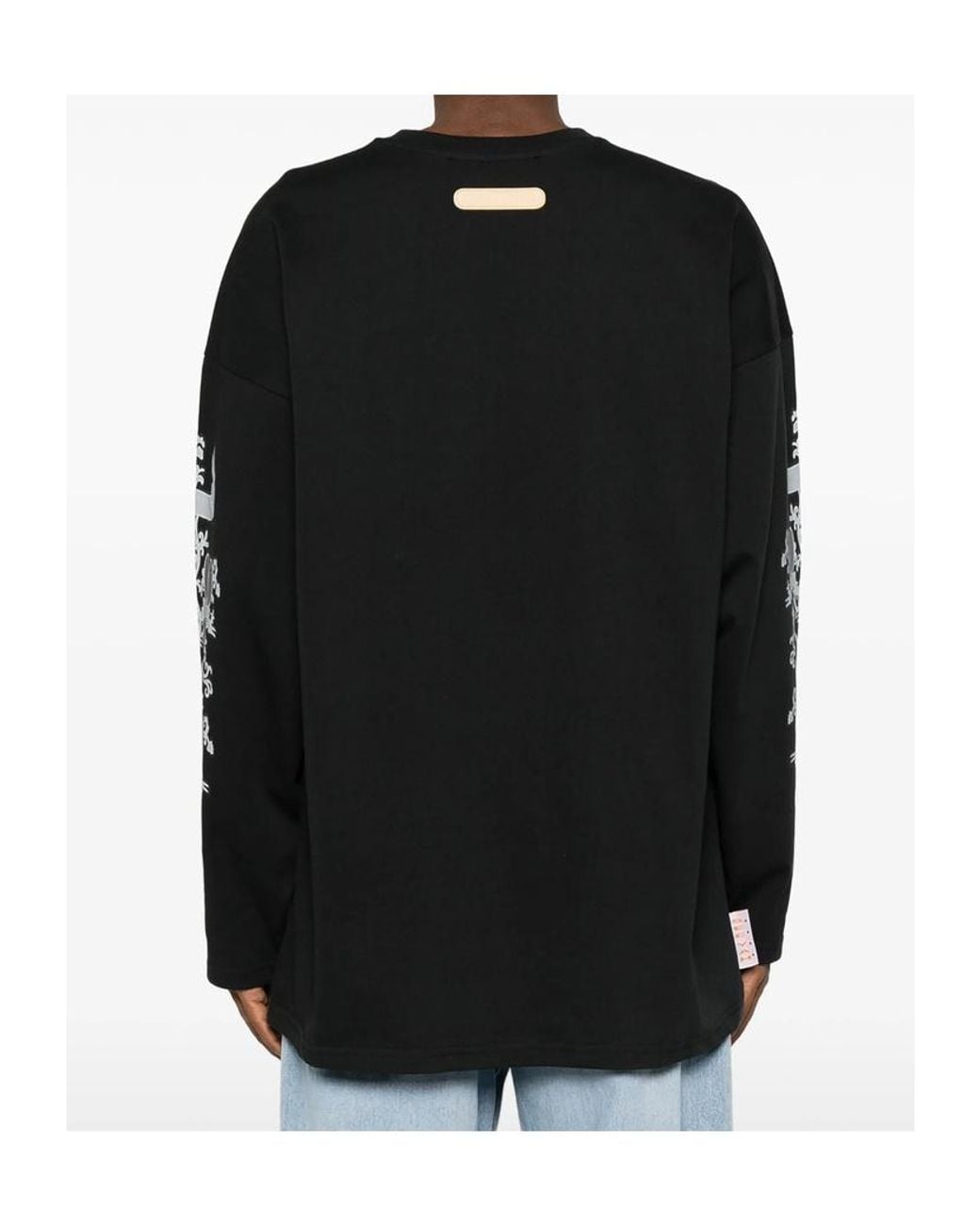 PDF CHANNEL Black Graphic-Print Long-Sleeve T-Shirt for men