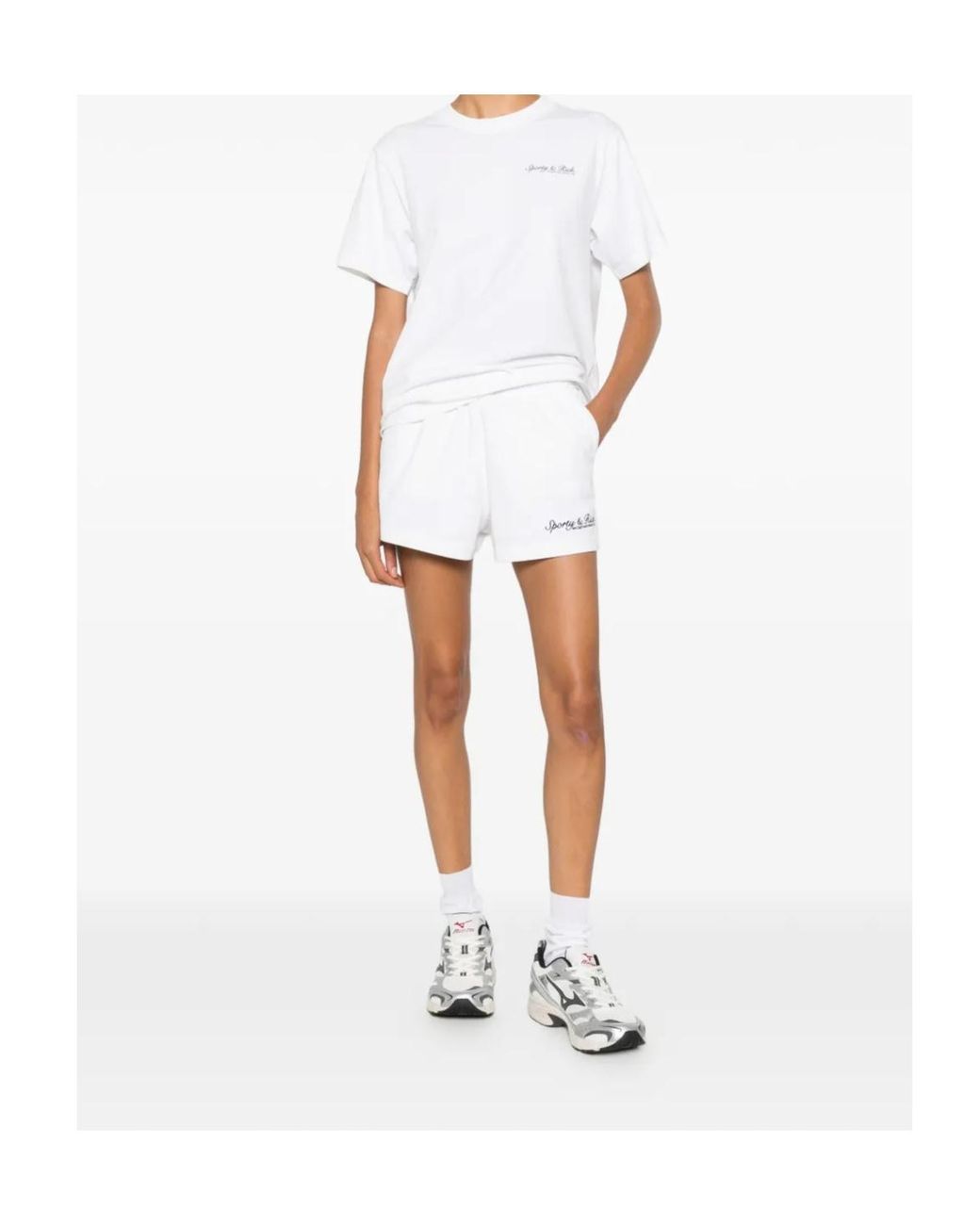 Sporty & Rich White Elastic-Waist Shorts