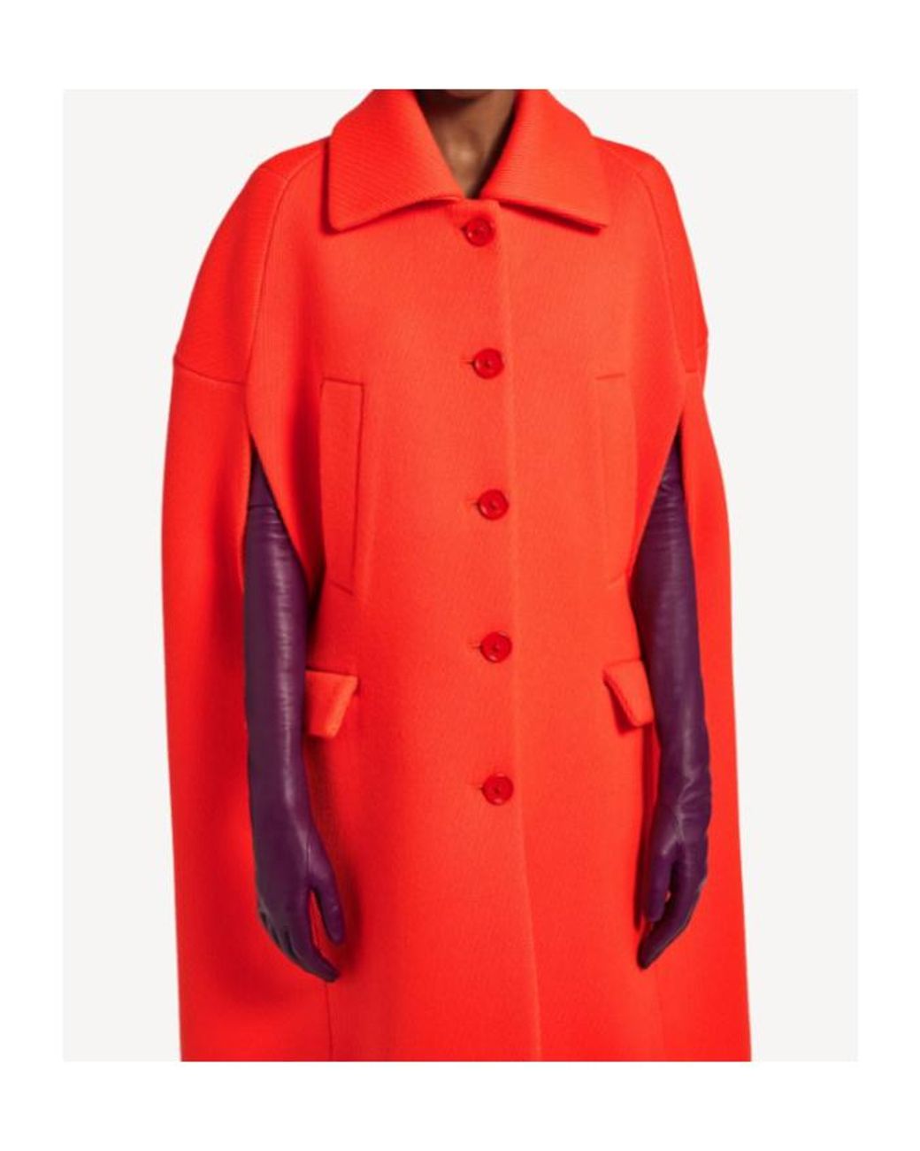 Balenciaga Red City Buttoned Cape