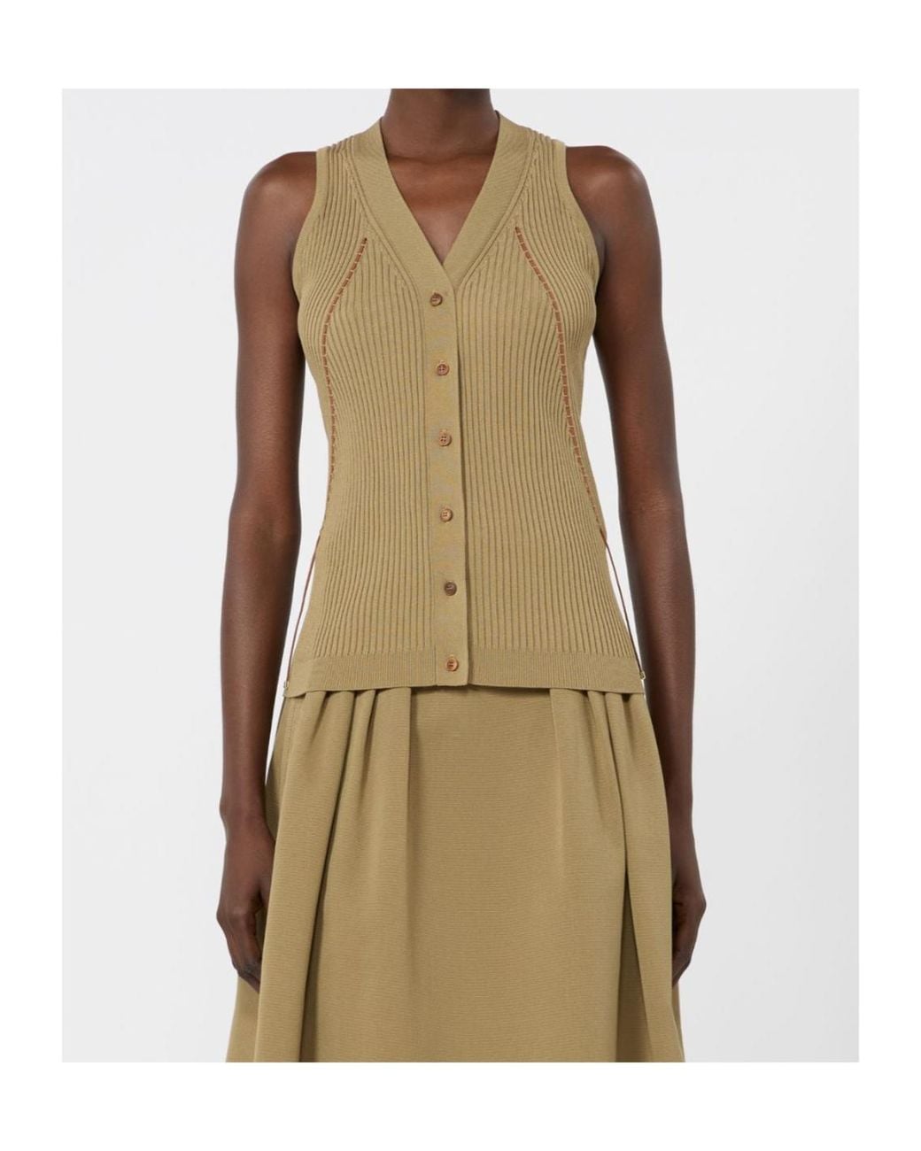 Max Mara Green Semi-Fitted Knit Waistcoat