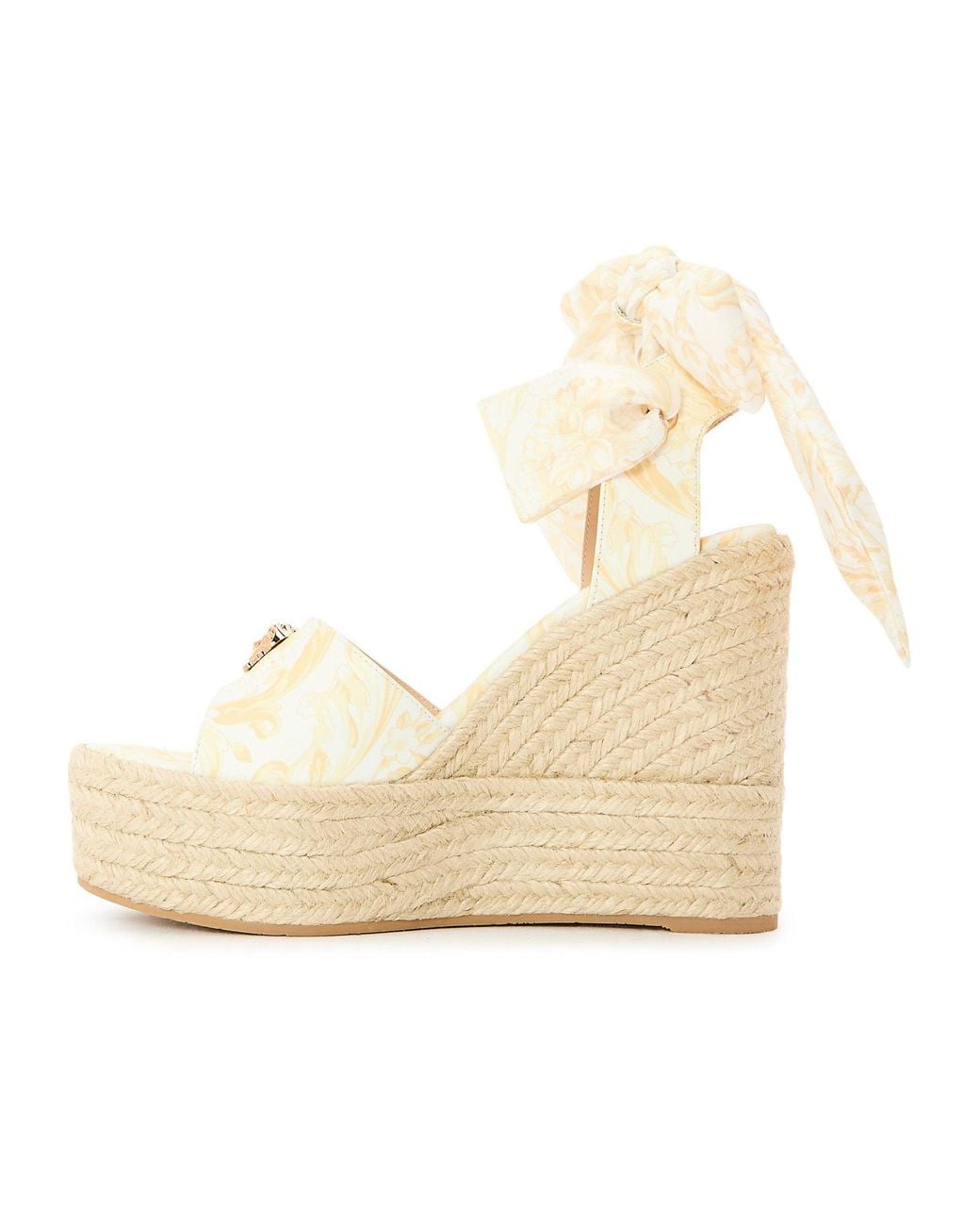 Versace Metallic Straw Wedge Heel Shoes