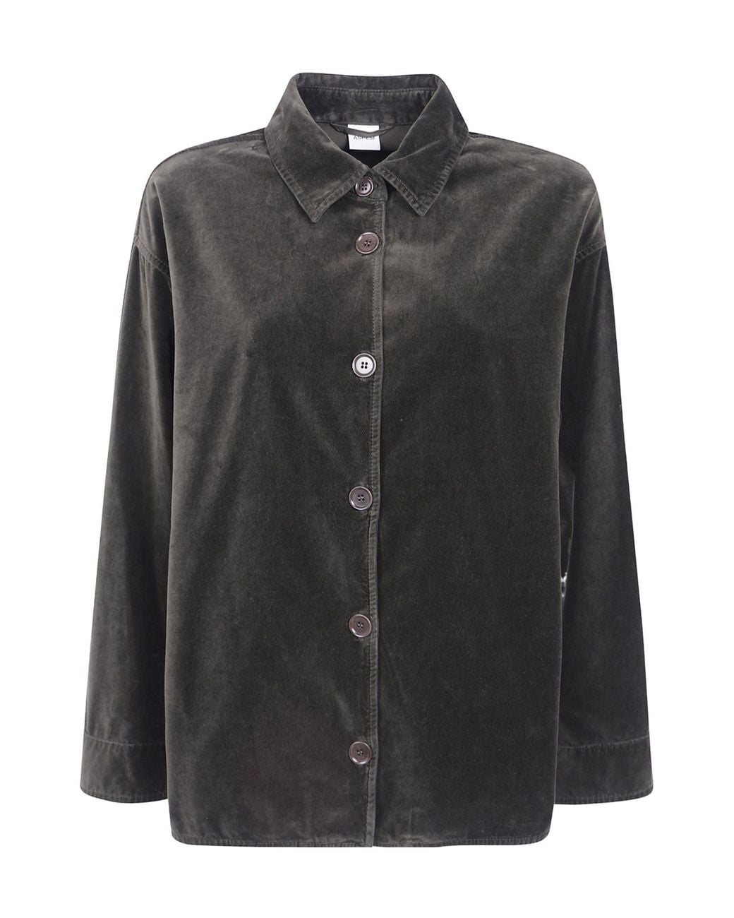 Aspesi Black Velvet Button-Up Jacket