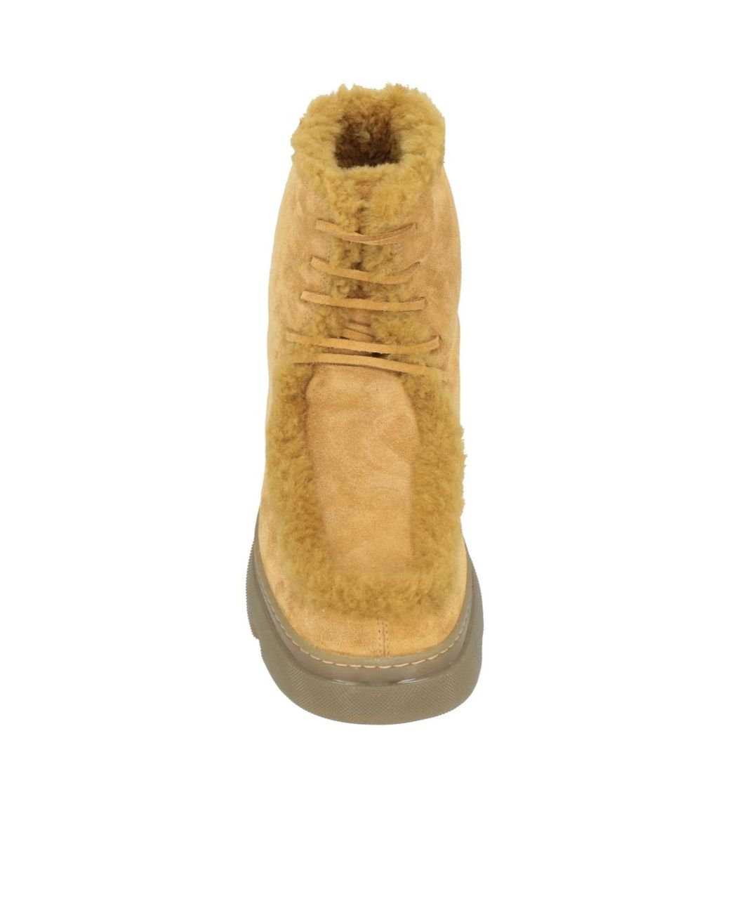 Burberry Natural Suede Platform Ankle Boots