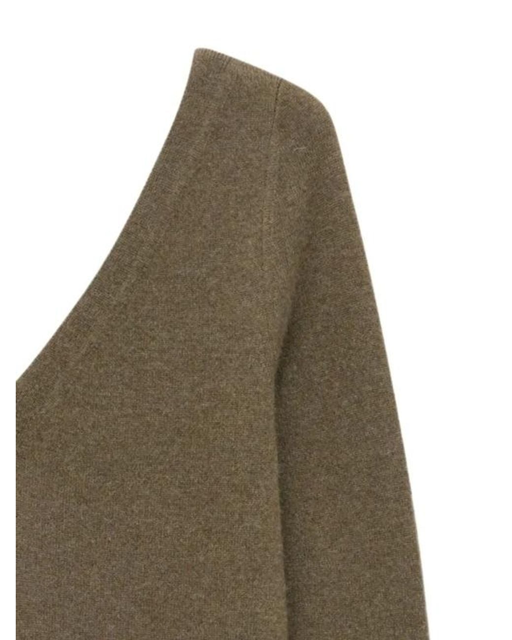 Saint Laurent Green V-Neck Long-Sleeved Jumper