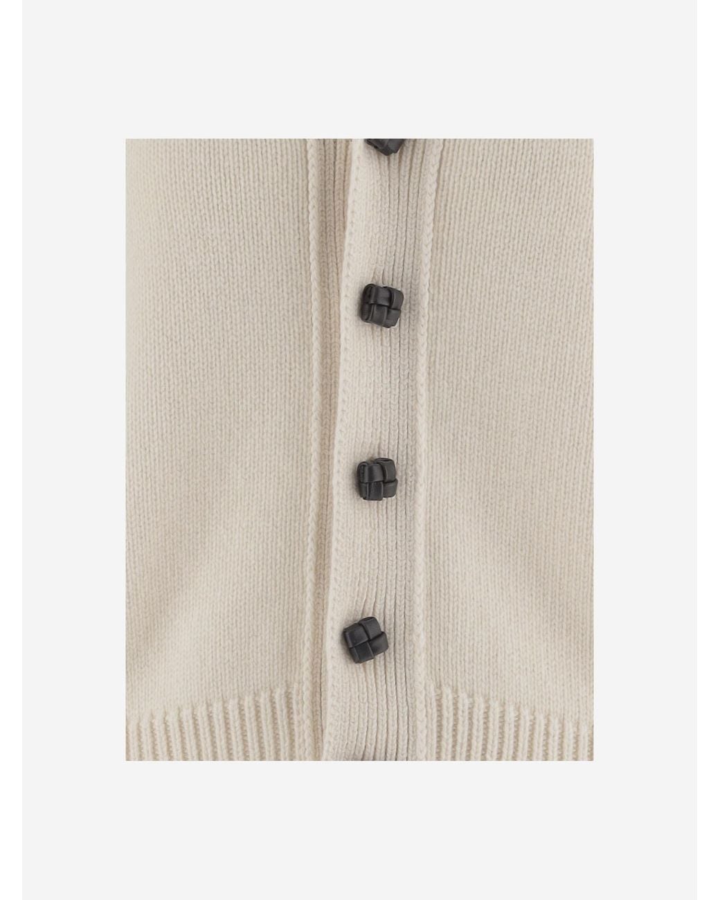 Bottega Veneta White V-Neck Knitted Cardigan