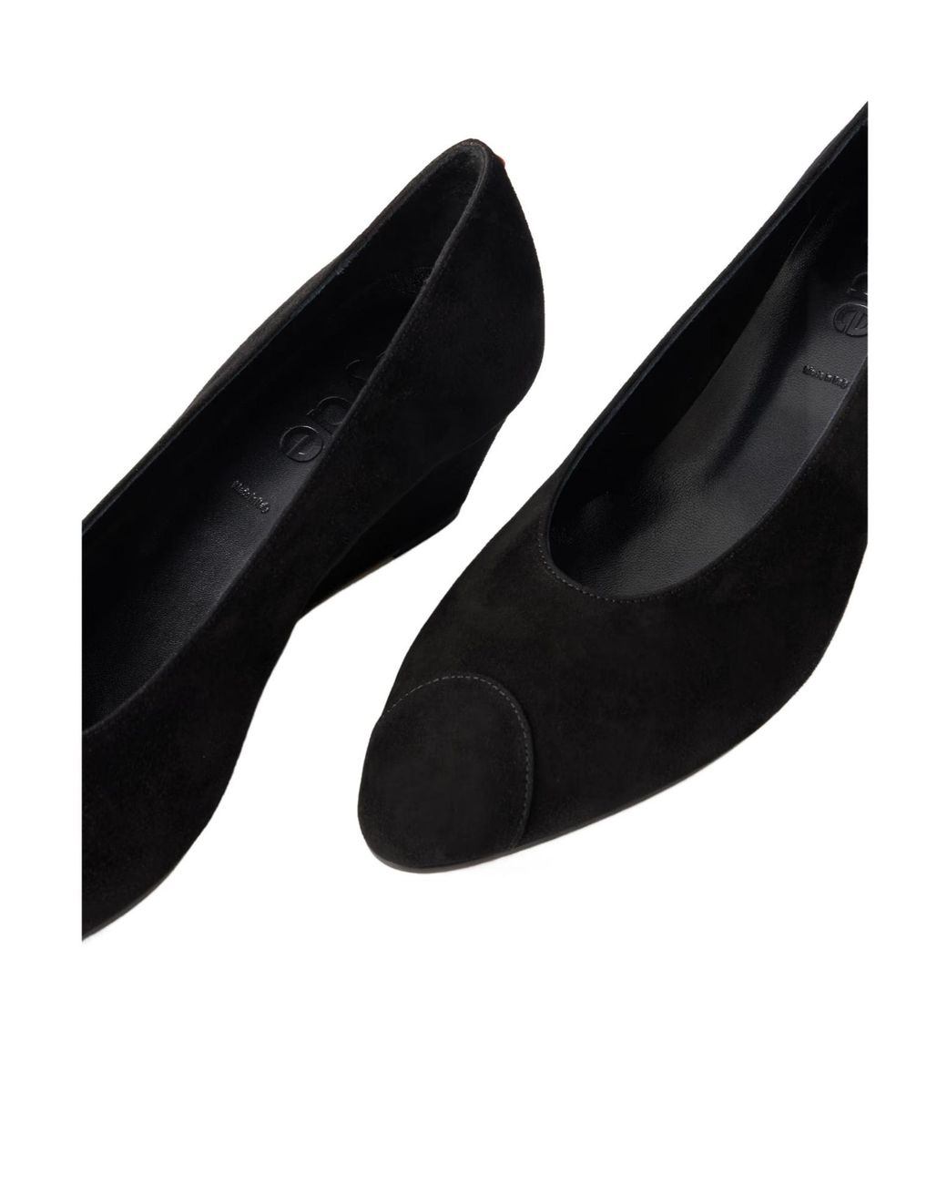 Aeyde Black Solid Wedge Suede Pumps